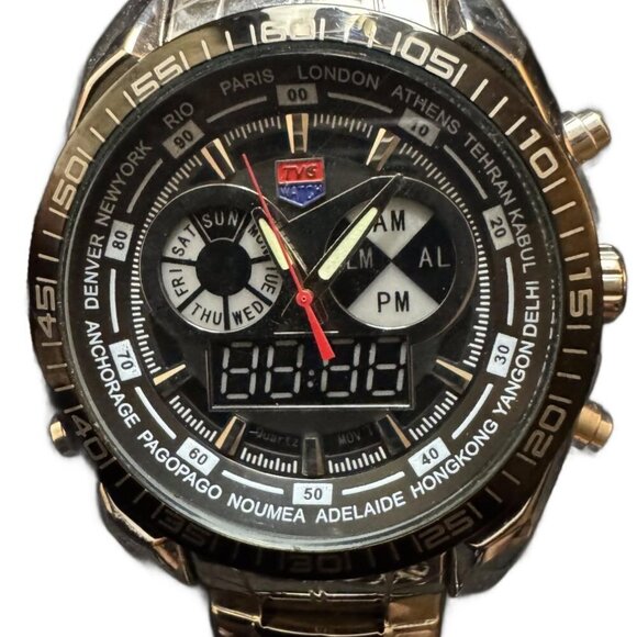 TVG Watch - Color: Silver - Digital clock, World Clock, AM/PM, Day of Week - Picture 5 of 7
